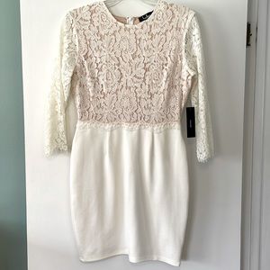 White Bodycon Dress with Lace